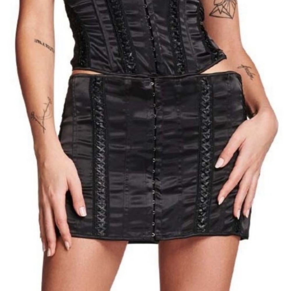 IAMGIA Lalita Black Satin Corset Mini Skirt